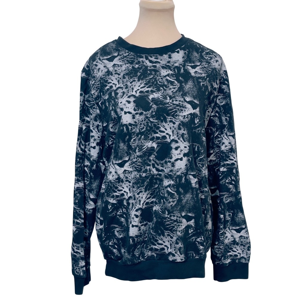 RT MRP Women Sweatshirt XL Leopard Print Cotton‎ Crewneck Pullover Long Sleeve